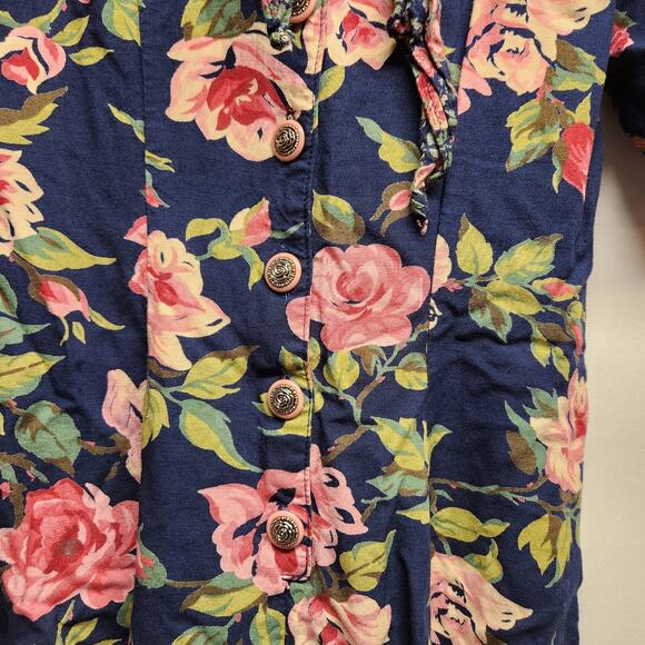 Vintage Just Kidding by LaBelle Girls Size Large Floral Romper Blue Floral - Picture 2 of 7